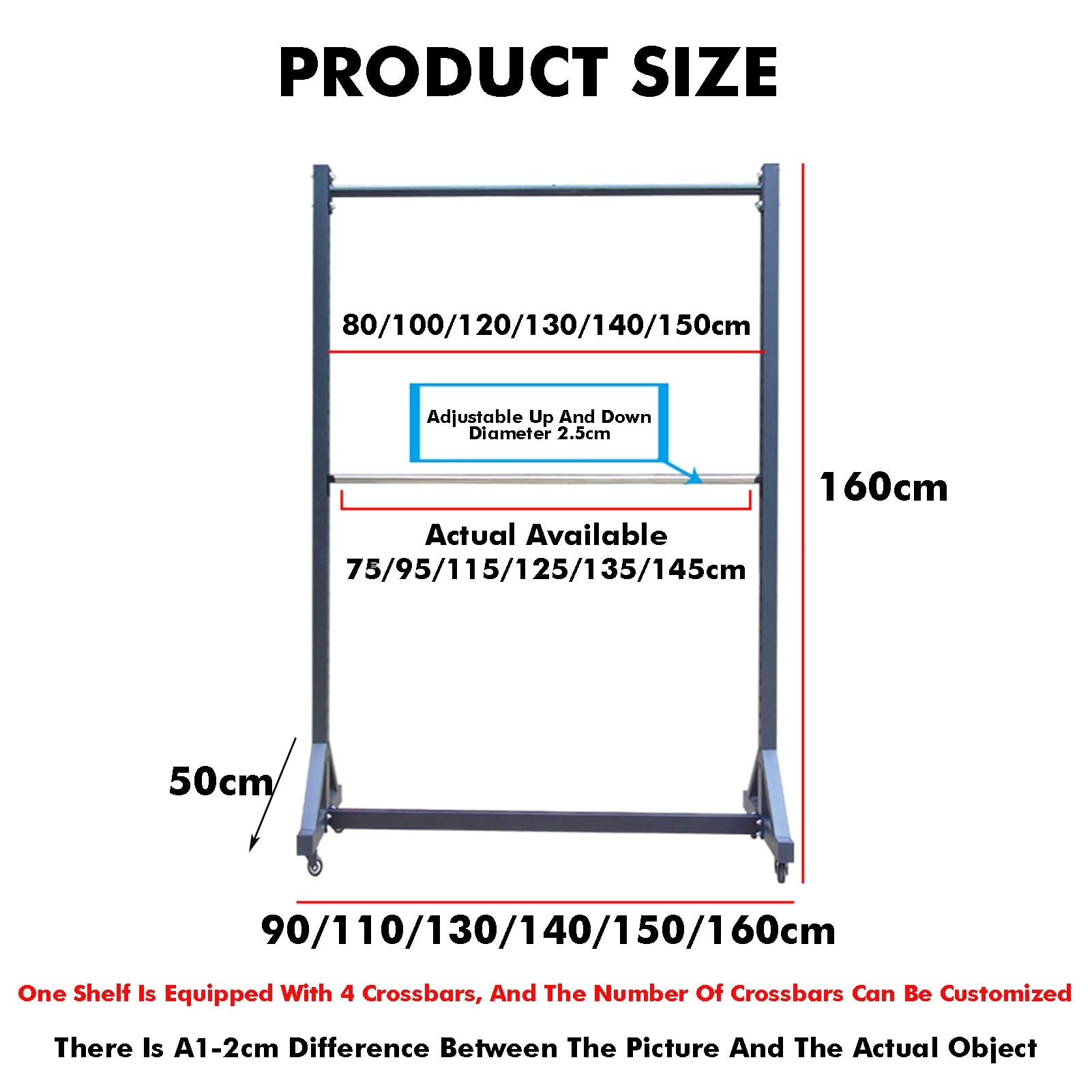 Generico Organizzatore per Rotoli di Tessuto Commerciale Resistente, Contenitore Mobile per Vinile e Pelle con aste Regolabili per Carta da Parati e pellicole per finestre - 160x50x140 cm, 7 aste