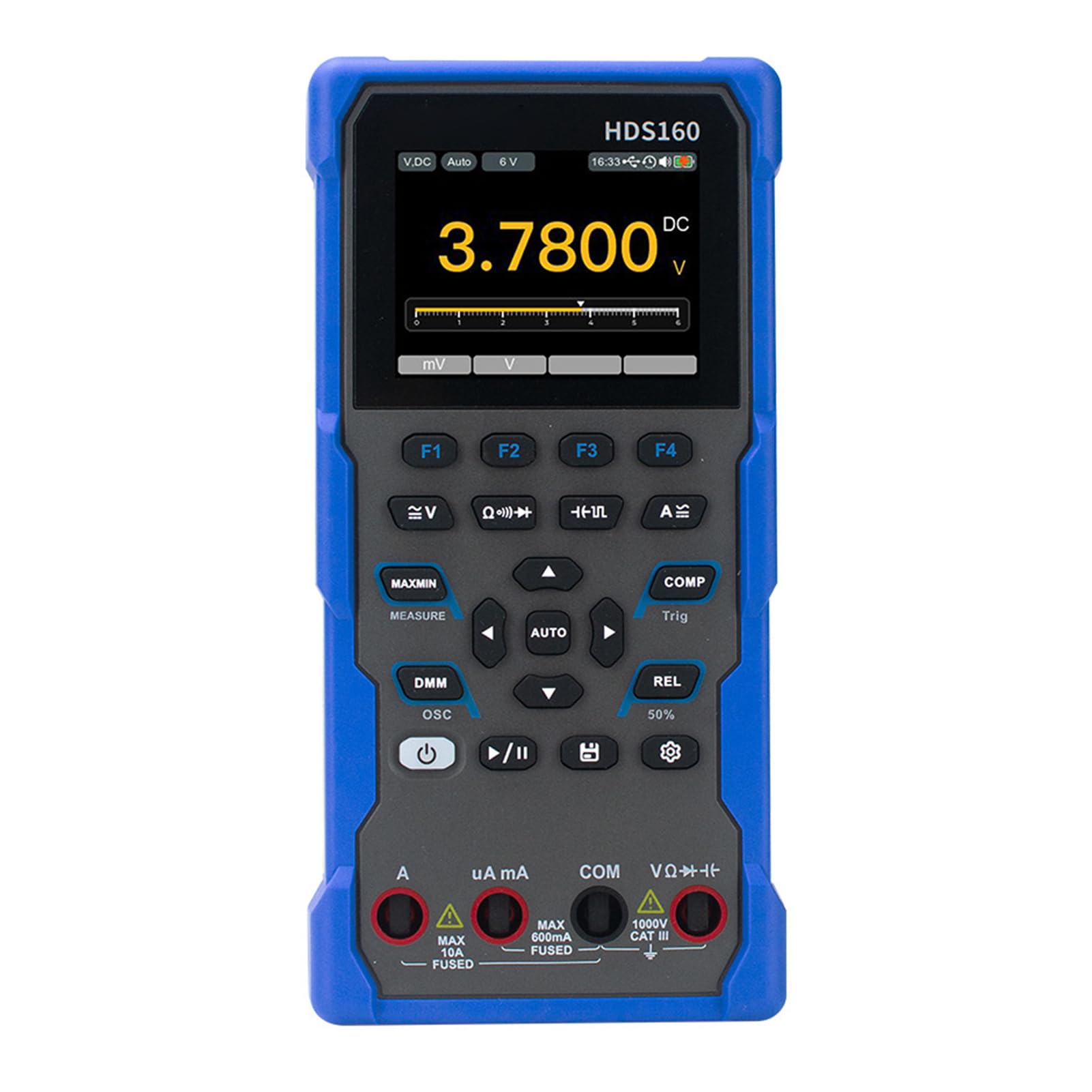 Multimetro Oscilloscopio Portatile, Strumento Diagnostico Automobilistico con Schermo IPS da 2,8 Pollici 1000 V CAT III per Test Fai da Te di Riparazione Automatica (HDS160)