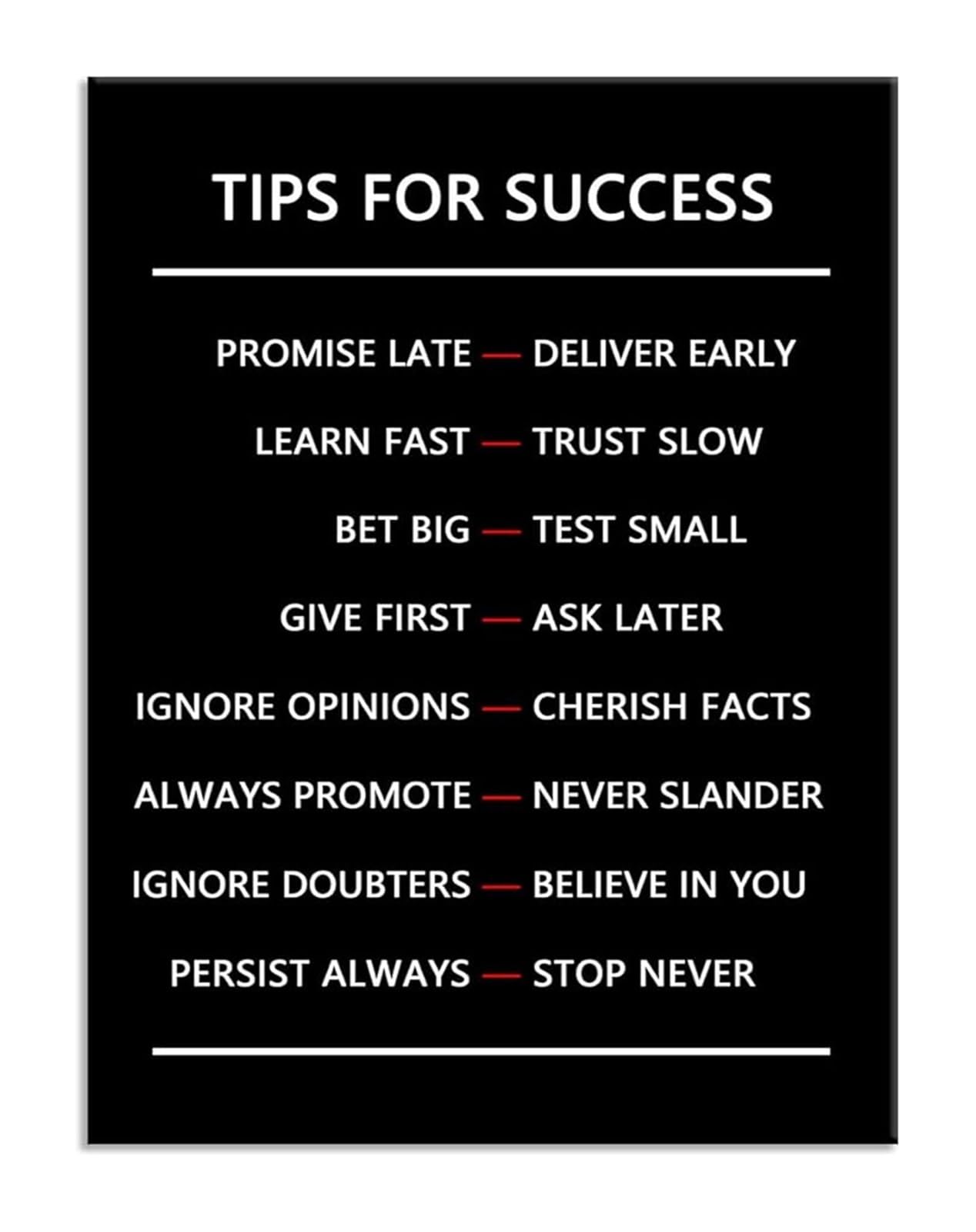 VWWJCCRO Success Quotes Motivational Canvas Print Inspirational Wall-Art Poster for Office Gym Living Room Decor(Unframed,08x12inch(20x30cm))