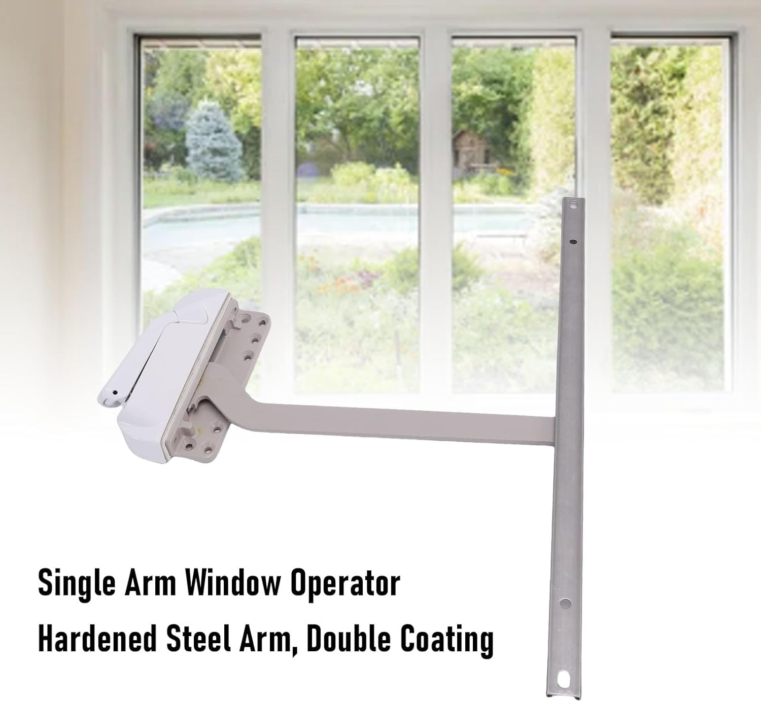 Garosa Window Crank Replacement Single Arm Right Hand Casement Operator with Removable White Cover and Nested Folding Handle for 300 to 450mm Width 1200mm Height