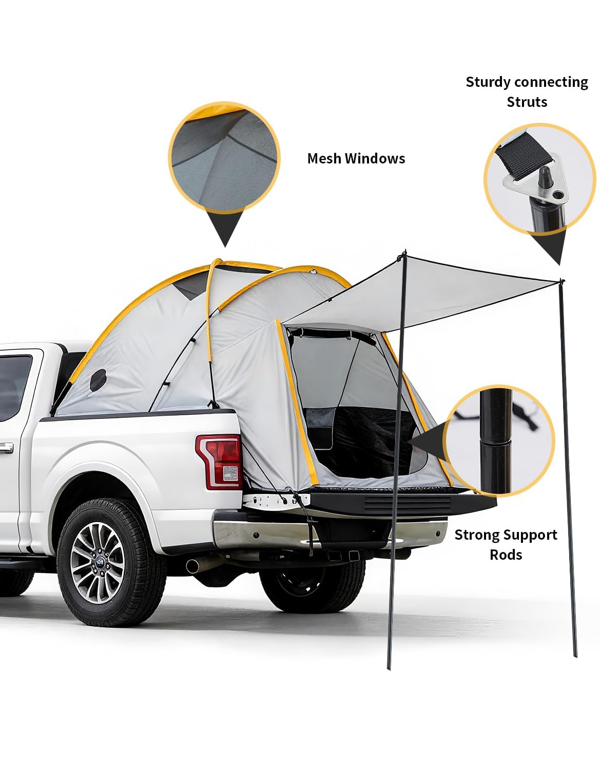 Wasserdichtes Truck-Bettzelt mit Markise – Doppelwandiges Oxford-Zelt für Pickup Ladefläche – Schneller Aufbau – UPF 50+ – Robuste Campinglösung für Outdoor, Roadtrip & Übernachtung