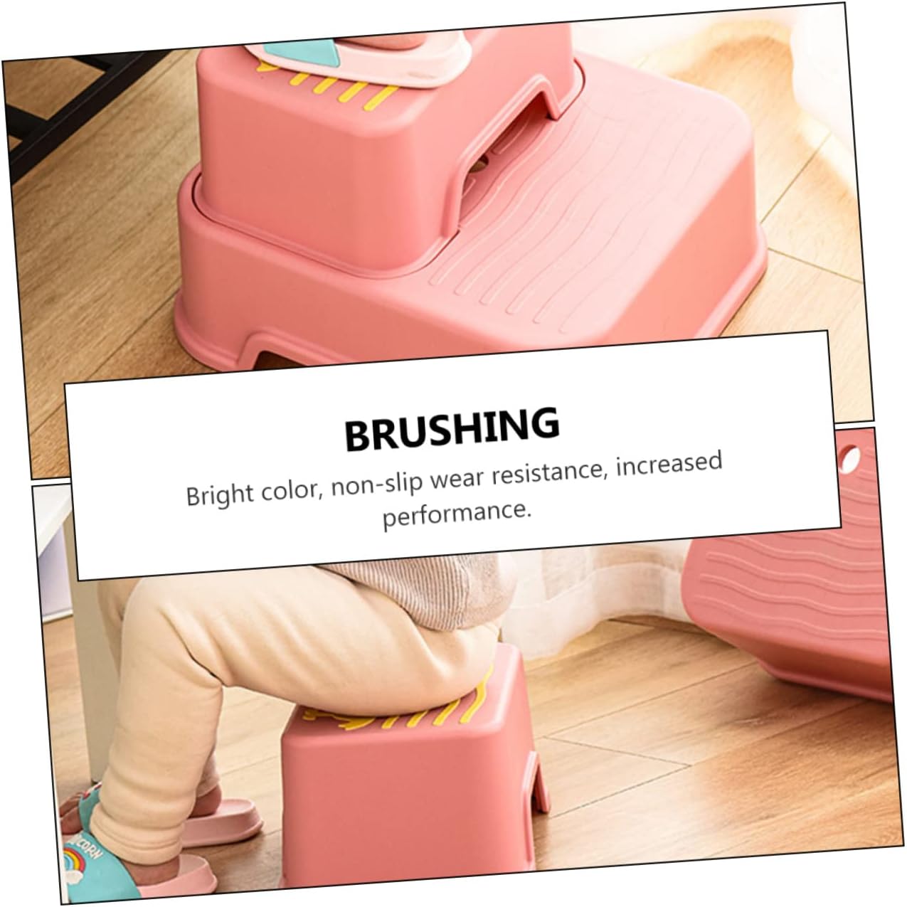Footstool for Bathroom Non Slip Plastic Foot Stool with Cute Cartoon Design Strong Material Space Saving Step Ladder for Potty Training and Hand Washing