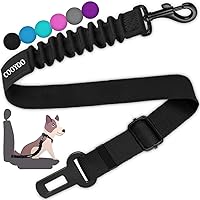 COOYOO Retractable Dog Seat Belt - Durable Adjustable Nylon Car Harness, Heavy Duty Elastic Pet Safety Belt for Vehicles (Black, 1 Pack)