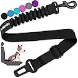 COOYOO Dog Seat Belt, Durability Retractable Dog Car Harness Adjustable Dog Seat Belt for Vehicle Nylon Pet Safety Seat Belts Heavy Duty & Elastic (1 Pack Black)
