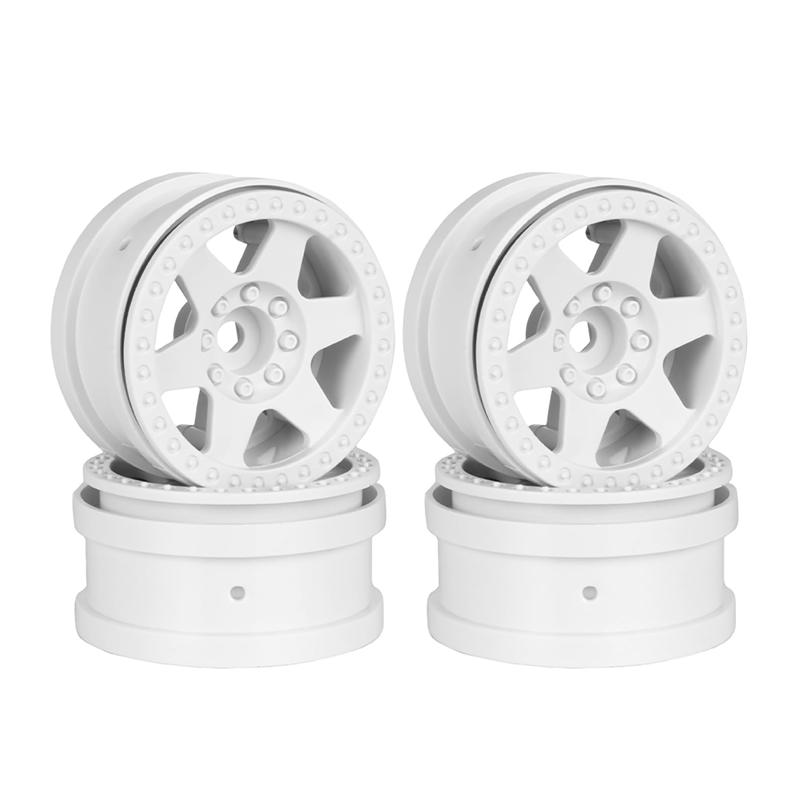 KINGCOO 4PCS Nylon Plastic 2.2 Inch Beadlock Wheel Rim Wheel Hub 12mm Drive Hex for 1/10 RC Crawler Car for Axial SCX10 90046 TRX4 Wraith RR10 RBX10 Capra 2.2Inch Tires (White)