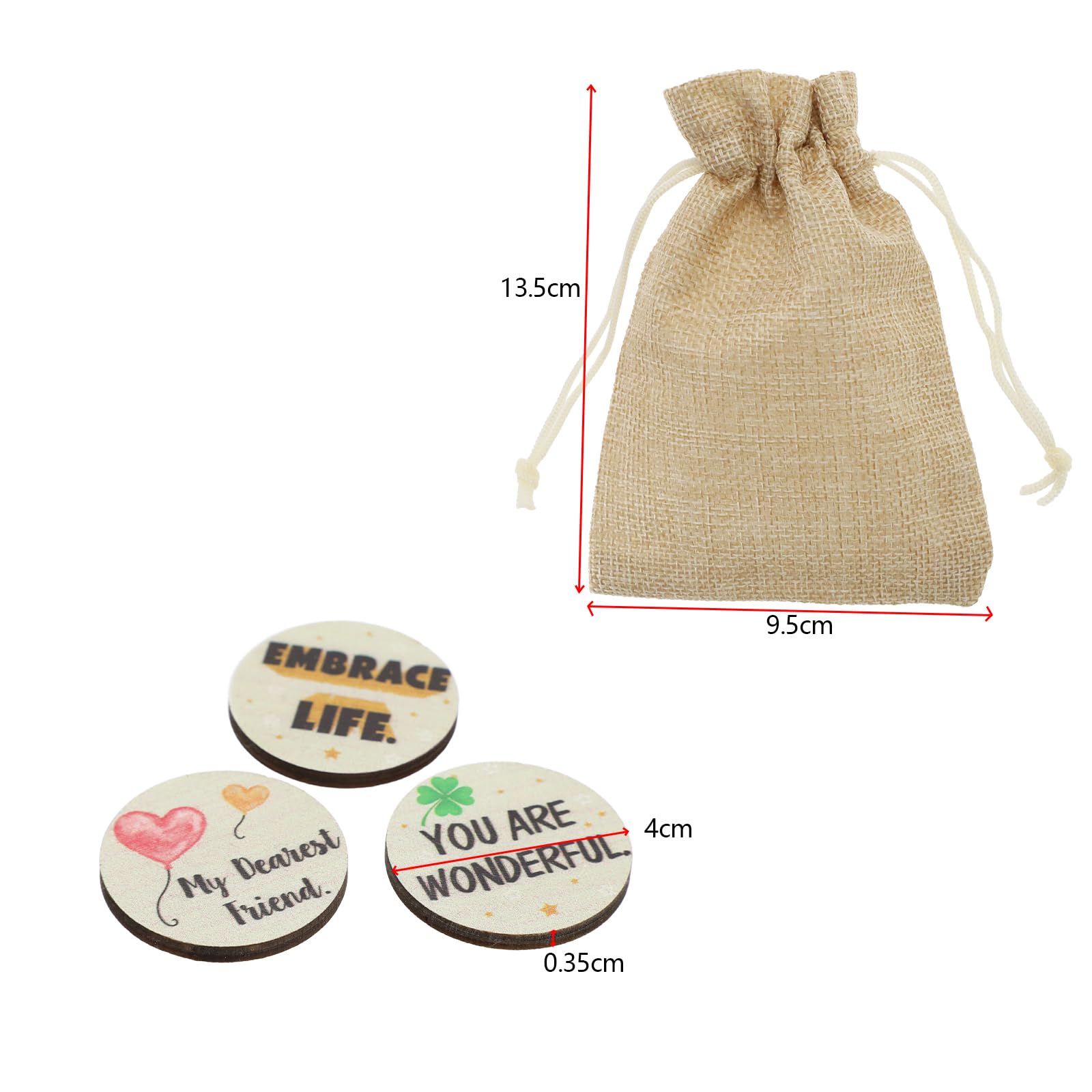 EMSea 24Pcs Lucky Wooden Round Motivation Charms Set including Inspirational Sayings and Colourful Patterns Inspiring Decoration for Friends Colleagues Children English - Image 4