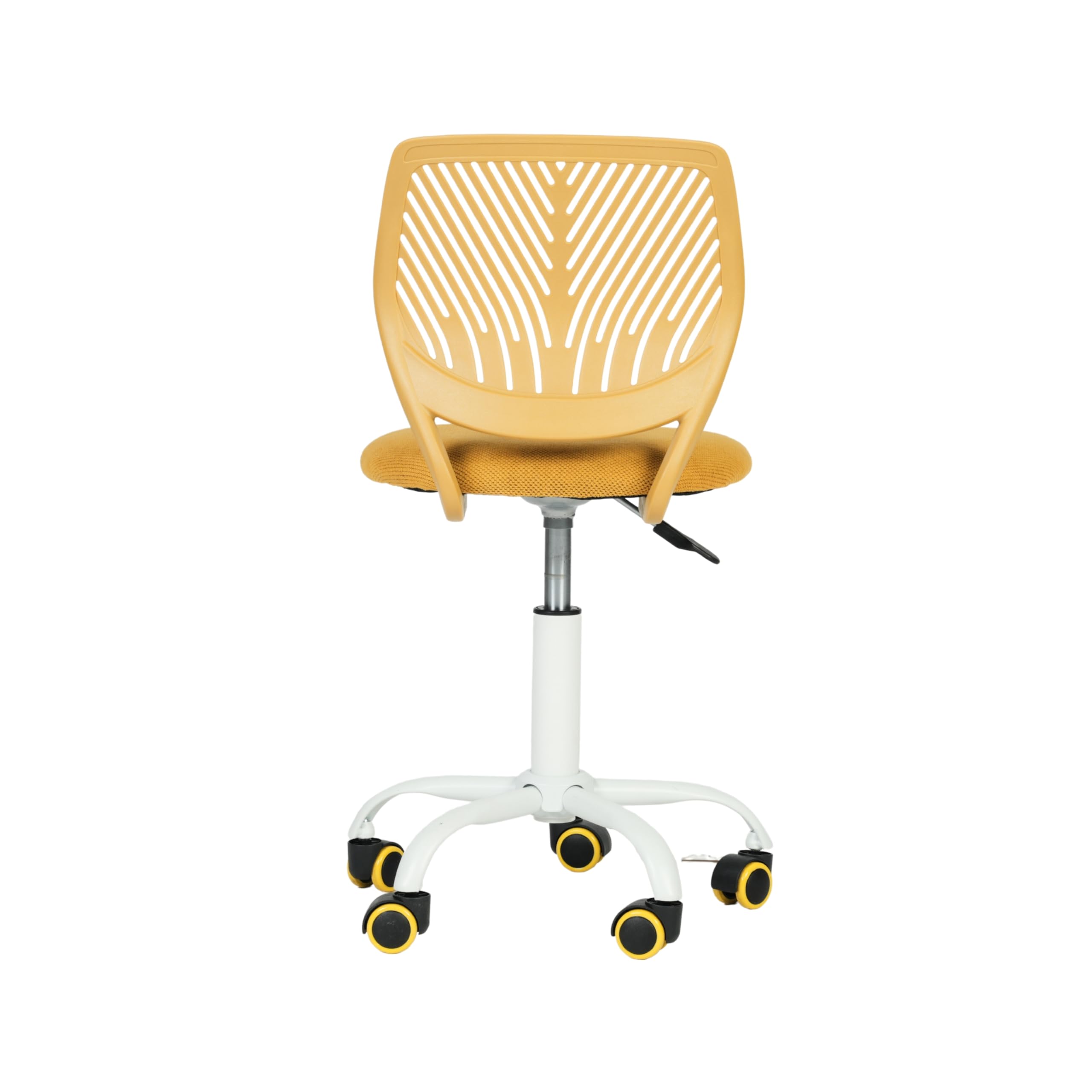 FurnitureR Kompakter Klassenstuhl, ergonomischer Sitz für Schule, Rückenlehne aus atmungsaktivem Netzgewebe, höhenverstellbar, Zeichenzimmerstuhl für Kinder, leicht zu bewegen, 360 °, Gelb