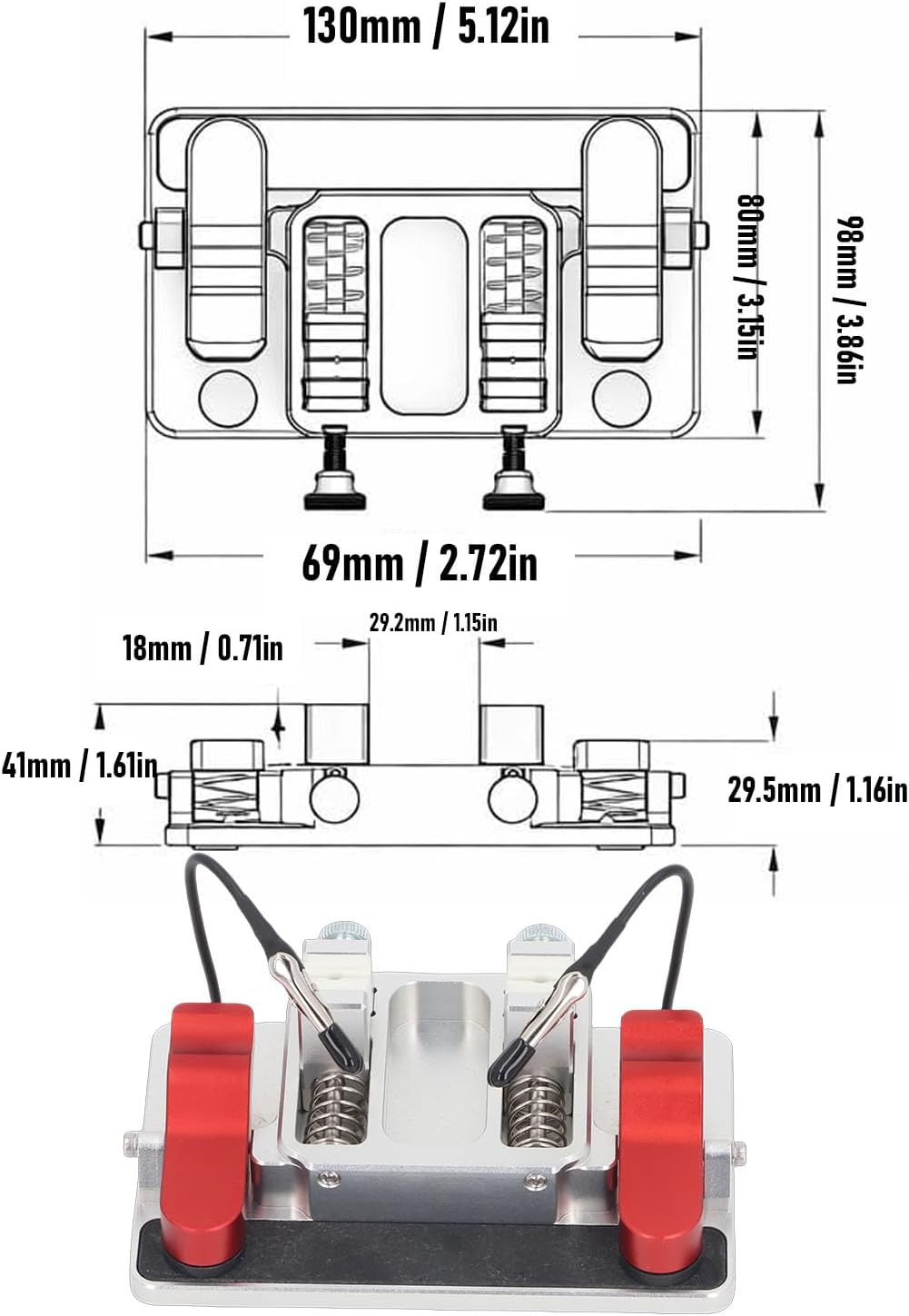 Helping Hands Soldering Station, Double Clamp Design Station, 12mm Wide Opening with Sturdy Aluminum Alloy Base & Strong Ceramic Clamp, Ideal for PCB Wire LED Strip Welding