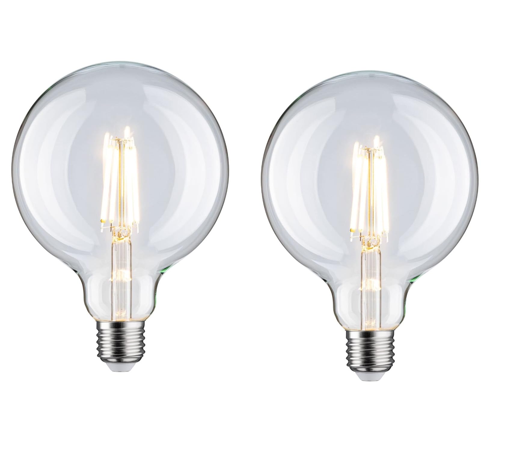 2 Pack Super Bright G125 6.5W Non-Dimmable LED Large Globe Bulb Clear LED Filament Light Bulbs Equivalent 800LM, 2700K Soft Warm White, E27 Antique Edison LED Filament Light Bulbs, 1 Year Warranty.