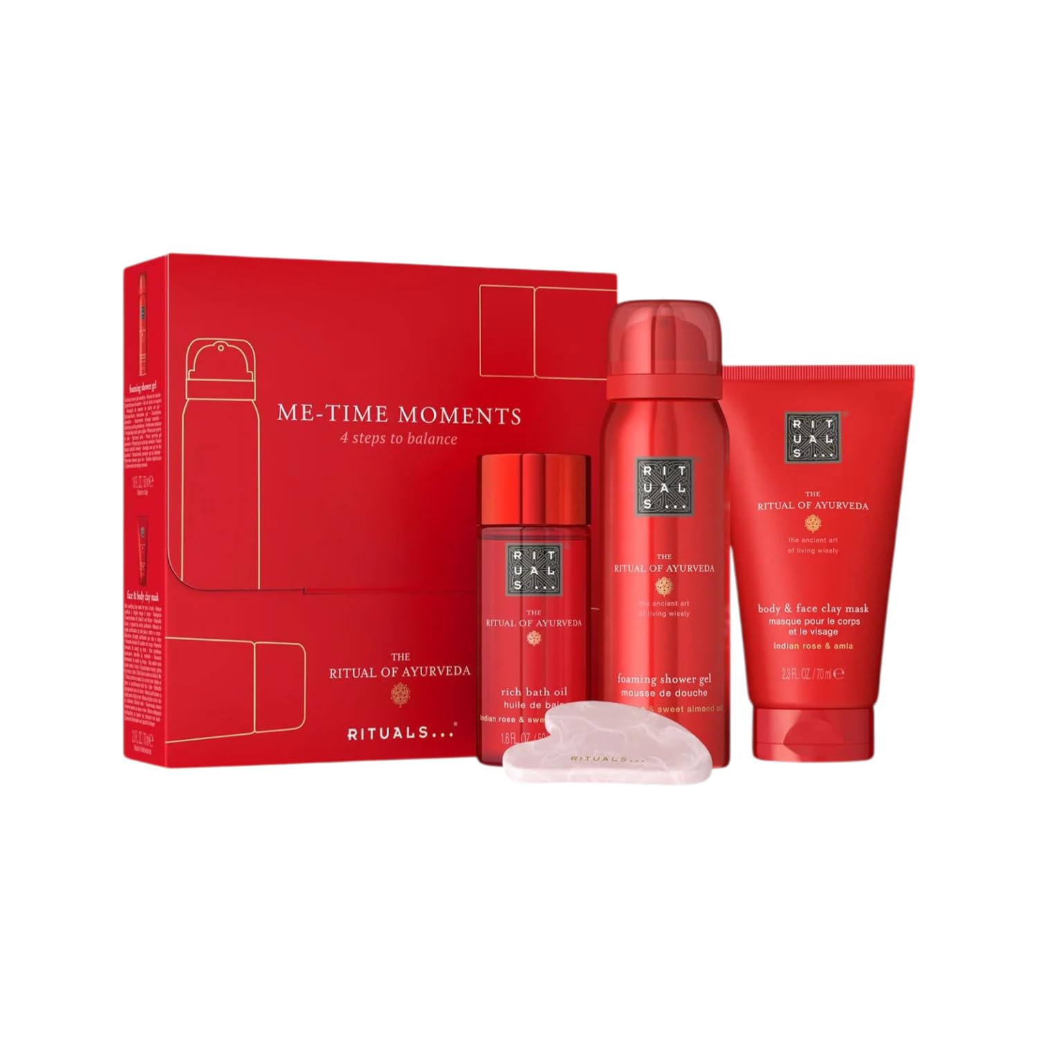 Rituals The Ritual of AYURVEDA - Set de cuidado corporal con rosa india y aceite de almendras dulces, incluye piedra gua sha