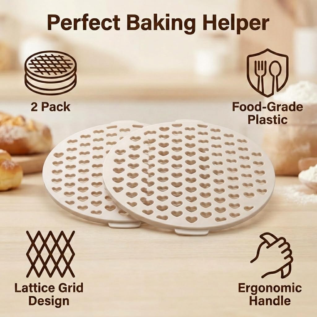 Lattice Pastry Cutter Set of 2, Lattice Pie Dough Cutter and Sealer, Pastry Cutter for Pie Dough, Apple Pie, Tart, Cake, Meat Pie Cutter and Sealer, Heart-shaped