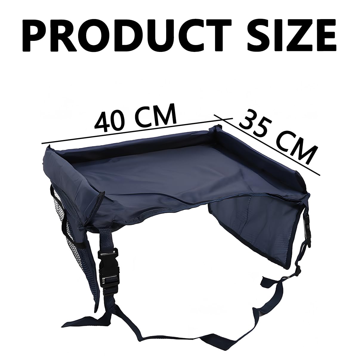 CGEAMDY Bandeja Coche Niños, Mesa Para Niños Asiento Coche, Mesas Infantiles Para Asiento Trasero Coches Accesorio De Coche Fácil Limpiar Con Bolsillos Laterales Para Asientos Coches(Azul Marino)