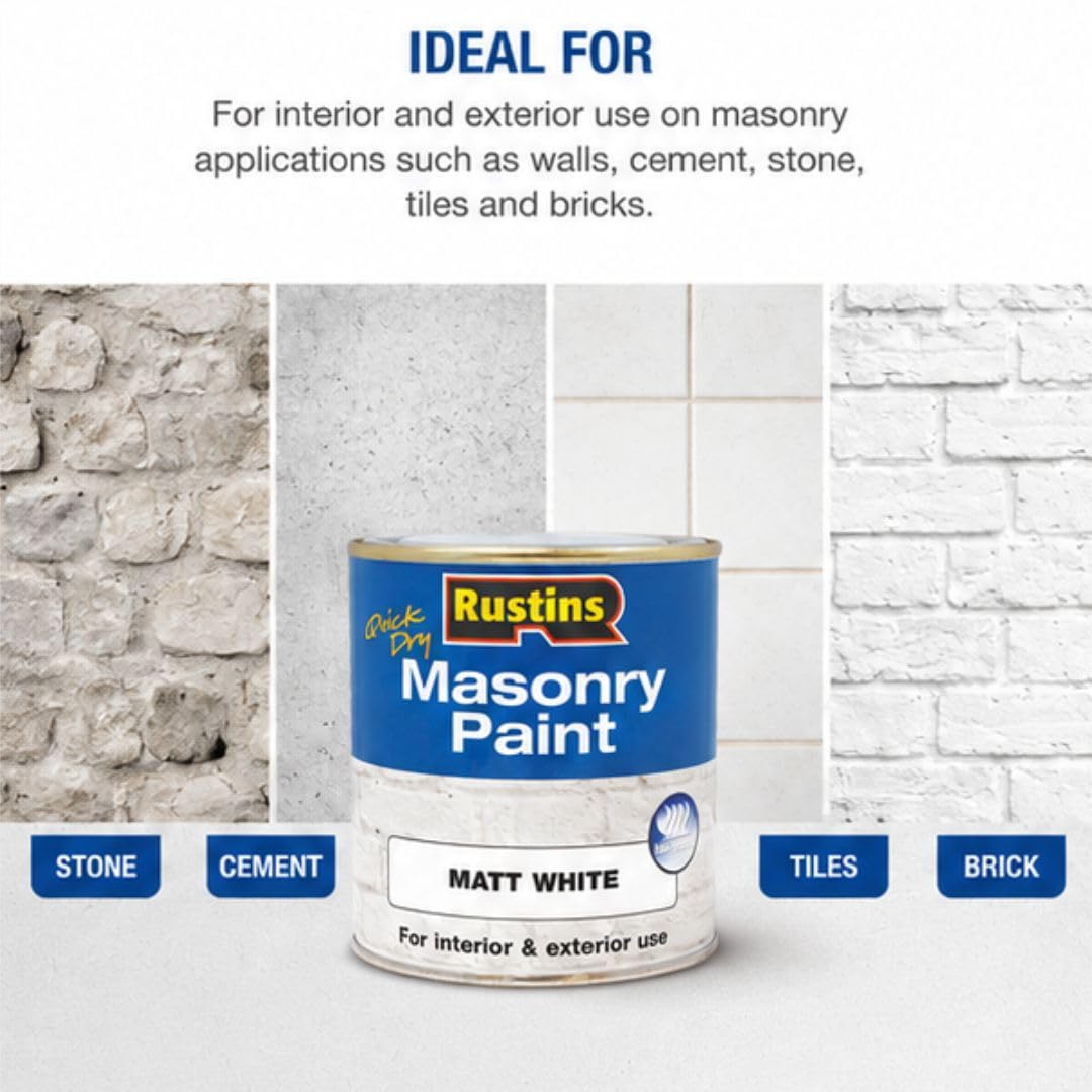 Pintura de mampostería Rustins MASPW500, de 500 ml, color blanco