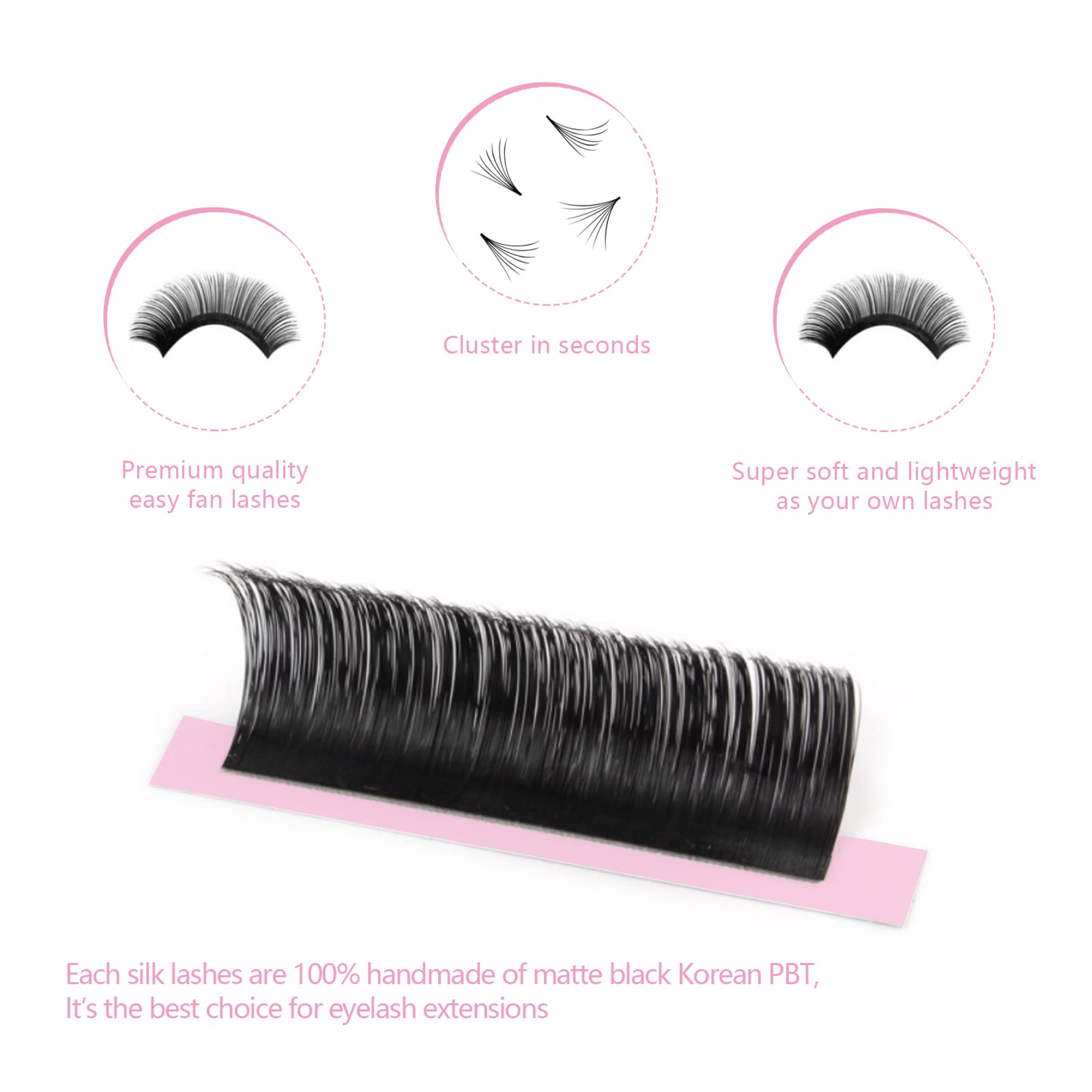 Oreola Volume Lashes Russian Eyelash Extensions Long Self-Fanning Lashes C Curl 0.07mm Thick 12mm Long 3D - Image 4
