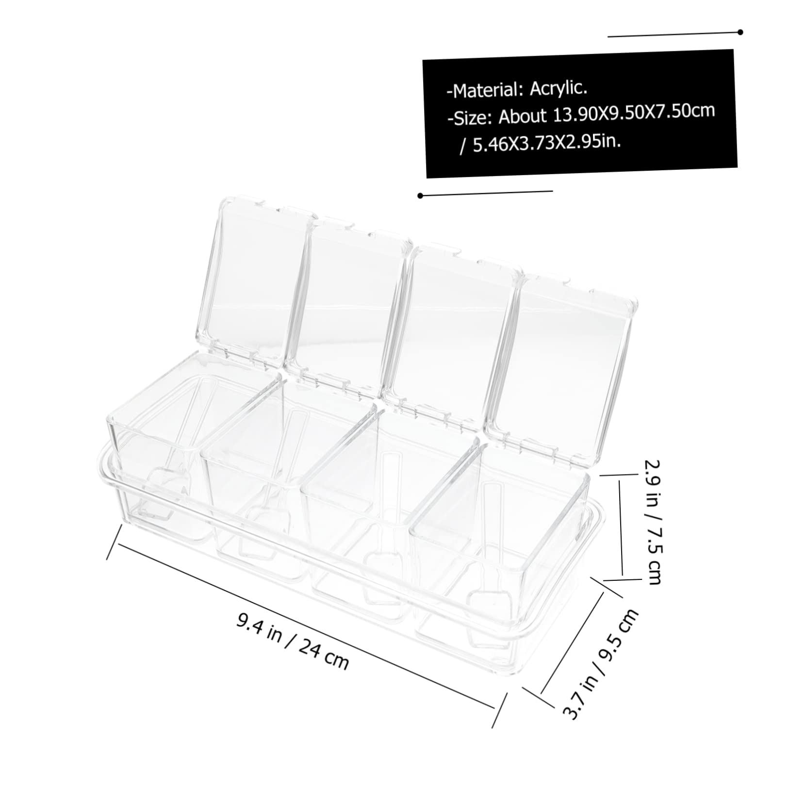 CIYODO 1 Set Four Seasoning Jars Container with Kitchen Utensils Condiment Jars with Condiment Container Seasoning Storage Container Spice Storage Jar Salt Jar Acrylic Transparent