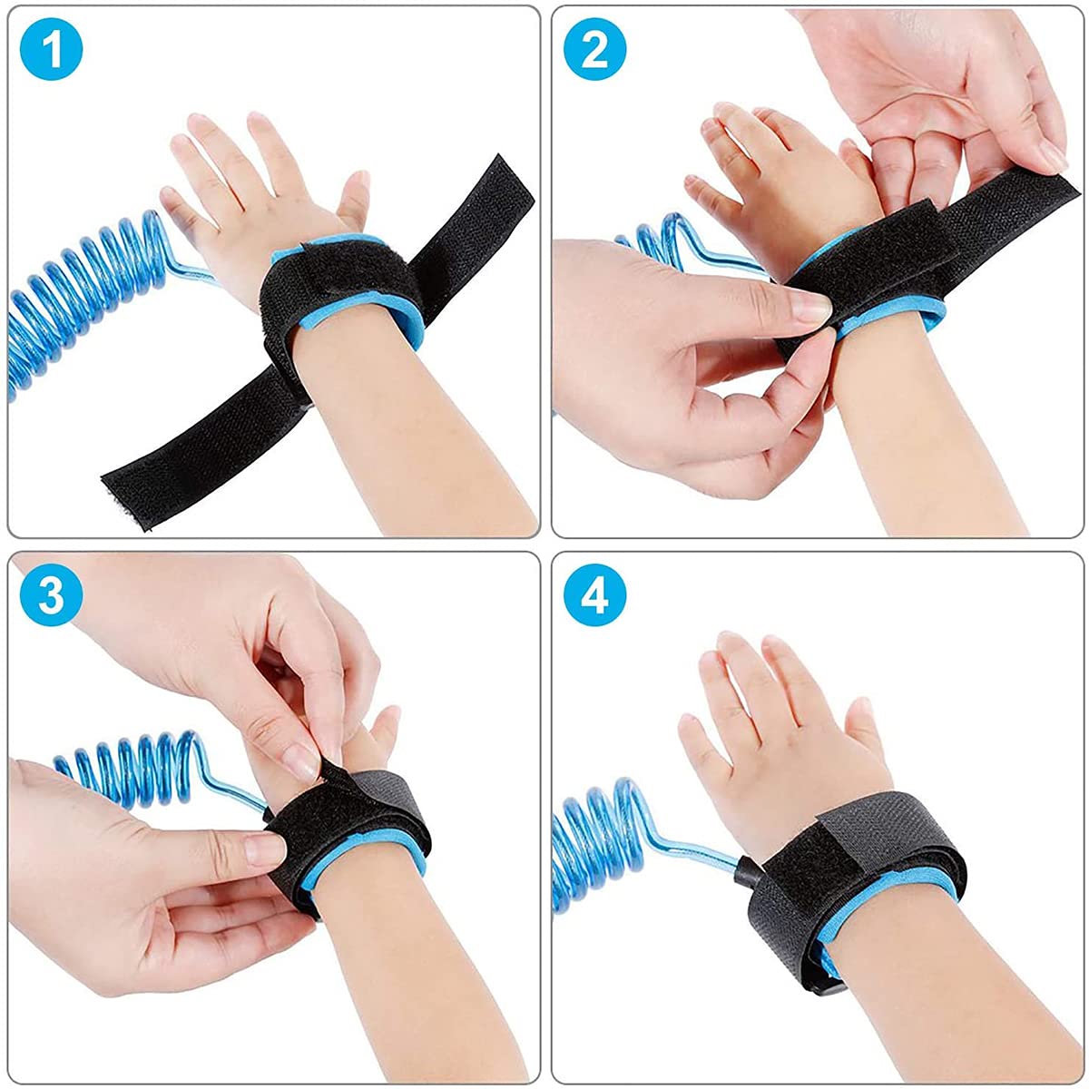 Baudrier de Sécurité pour Enfants Anti-Perdu Poignet en Coton Respirant 360° 1.5M Rouge/Bleu