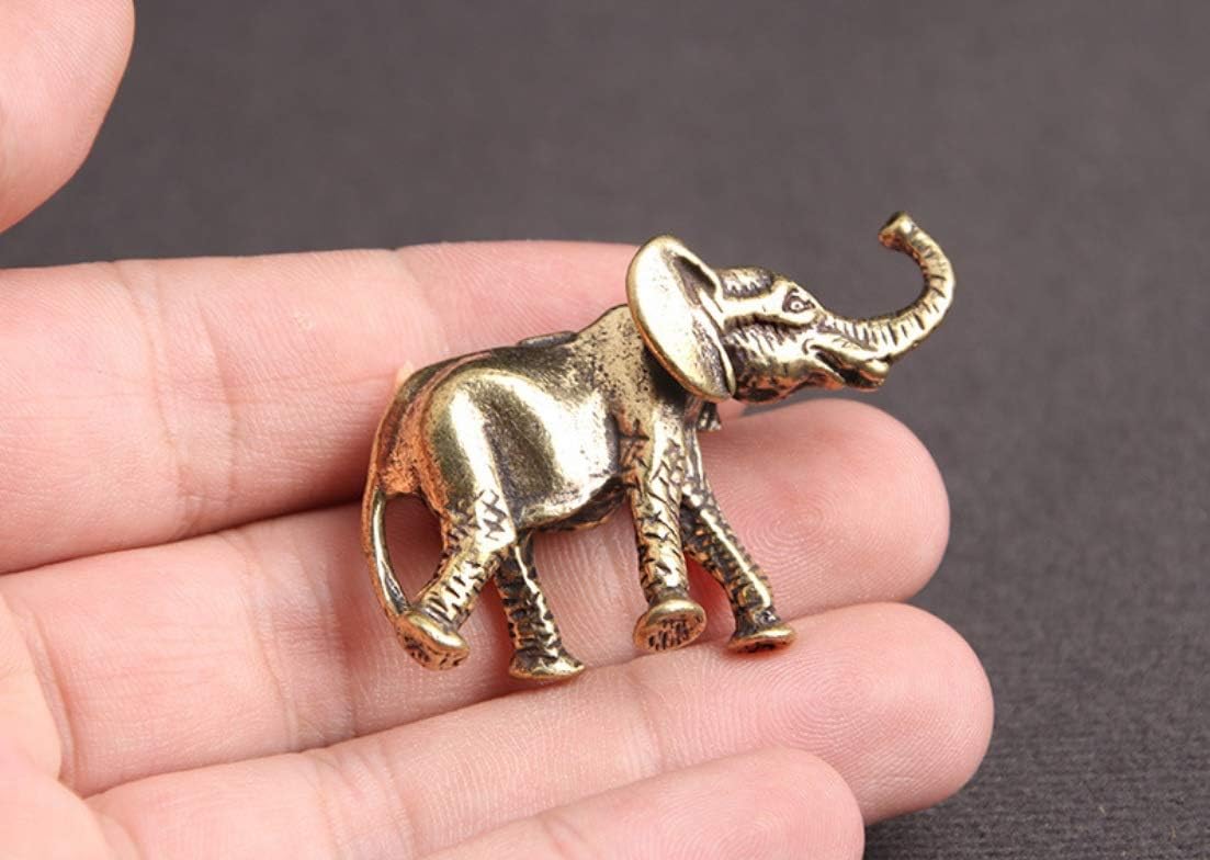 DMtse Chinese Feng Shui Brass Mascot Mini Elephant Decor Statue Figurines for Animal Sculpture of Good Lucky Collectibles Gift image 4