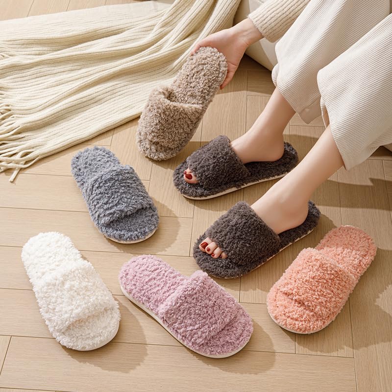 Fuzzy House Slippers for Women, Memory Foam, Soft Indoor/Outdoor,3