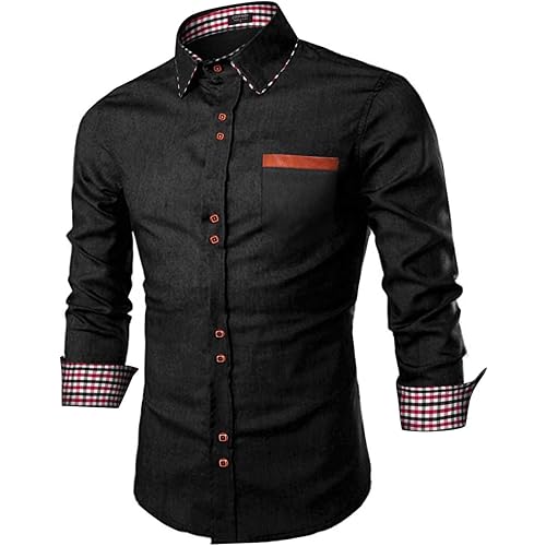 COOFANDY Men's Casual Dress Shirt Button Down Shirts Long-Sleeve Denim Work Shirt