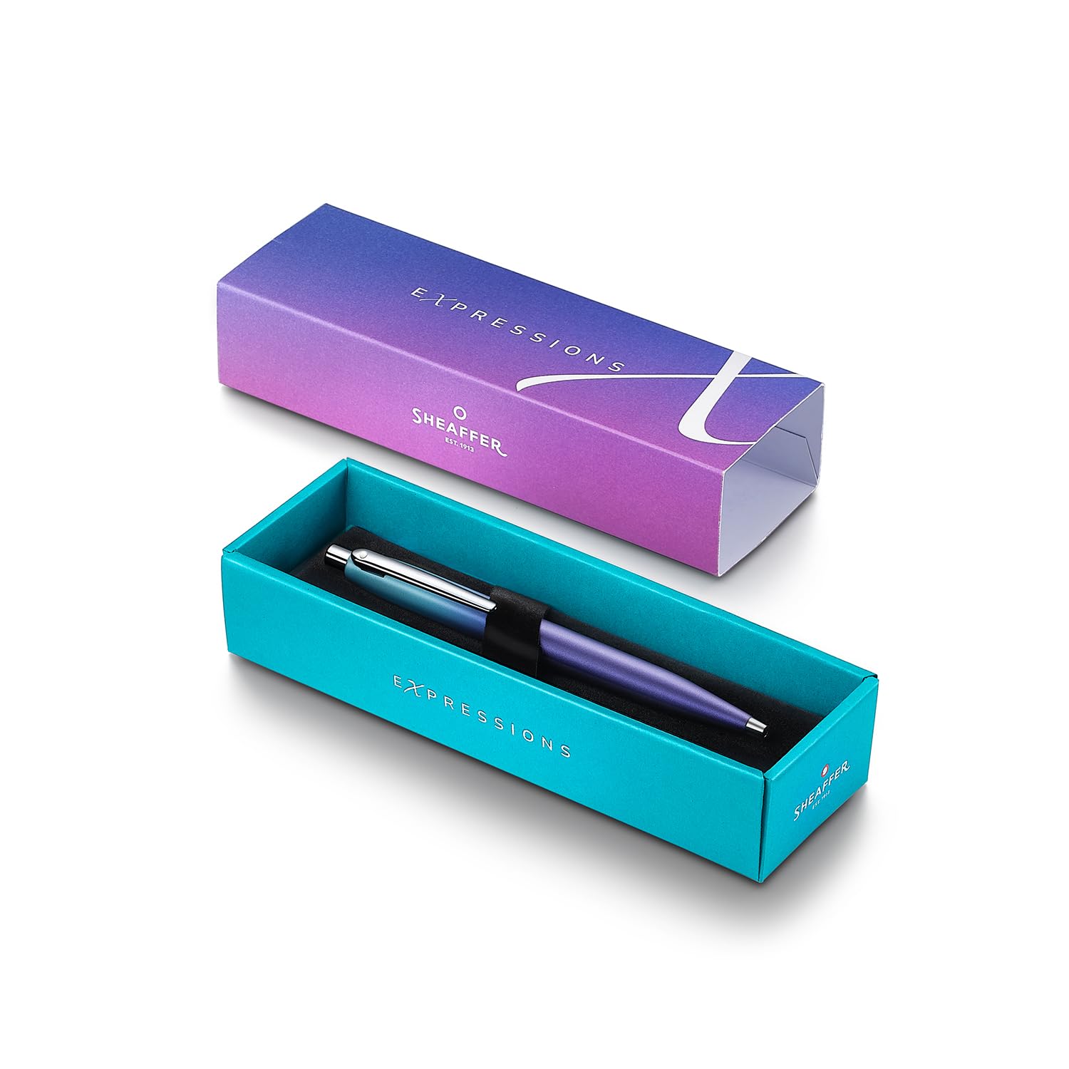 Sheaffer Expressions VFM 9430 - Bolígrafo, color azul y morado perlado degradado con bordes cromados