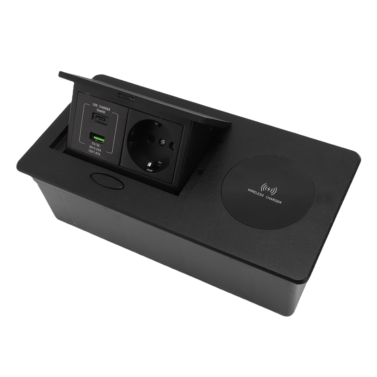 Ejoyous Toma de Corriente Emergente, Aleación de Aluminio con Cargador Inalámbrico de 15W, Zócalo Empotrado de 4000W para Oficina y Hogar