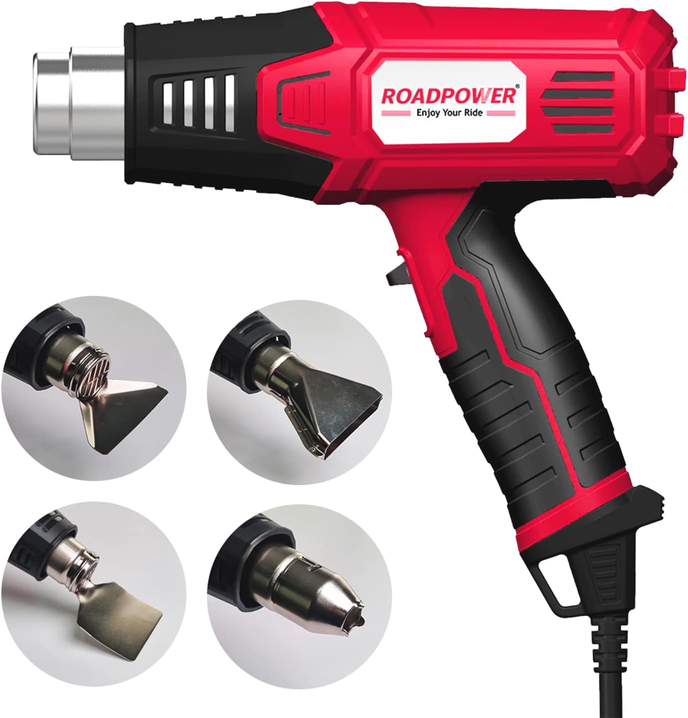 ROADPOWER Heat Gun 2000W, 440°C-600°C with High and Low Setting - Cord Plug-in Handle - Best for Removing Paint, Sticker, Vinyl Car Wrap and Adhesives - Variable Temperature - with 4 Nozzles included
