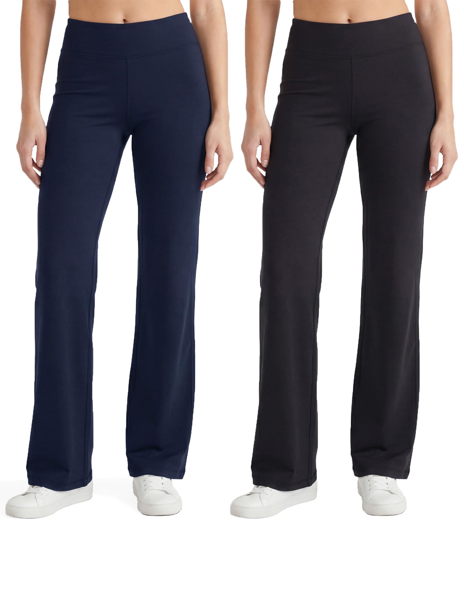 no nonsense Lounge Yoga Pants Black Flared Leggings, Cotton, 32.5 inch Inseam