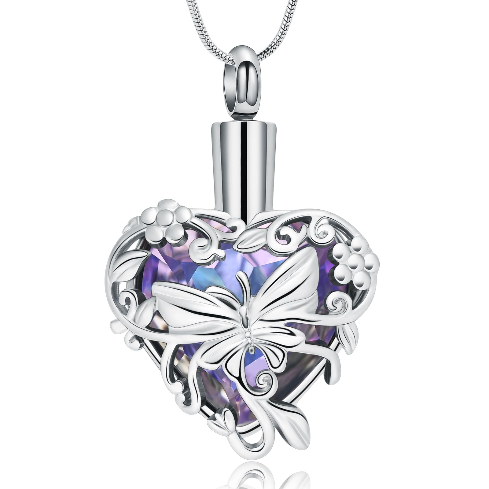 zeqingjw Butterfly Urn Necklaces for Ashes Urn Jewelry for Human Pet Ashes for Women Heart Cremation Necklace for Ashes