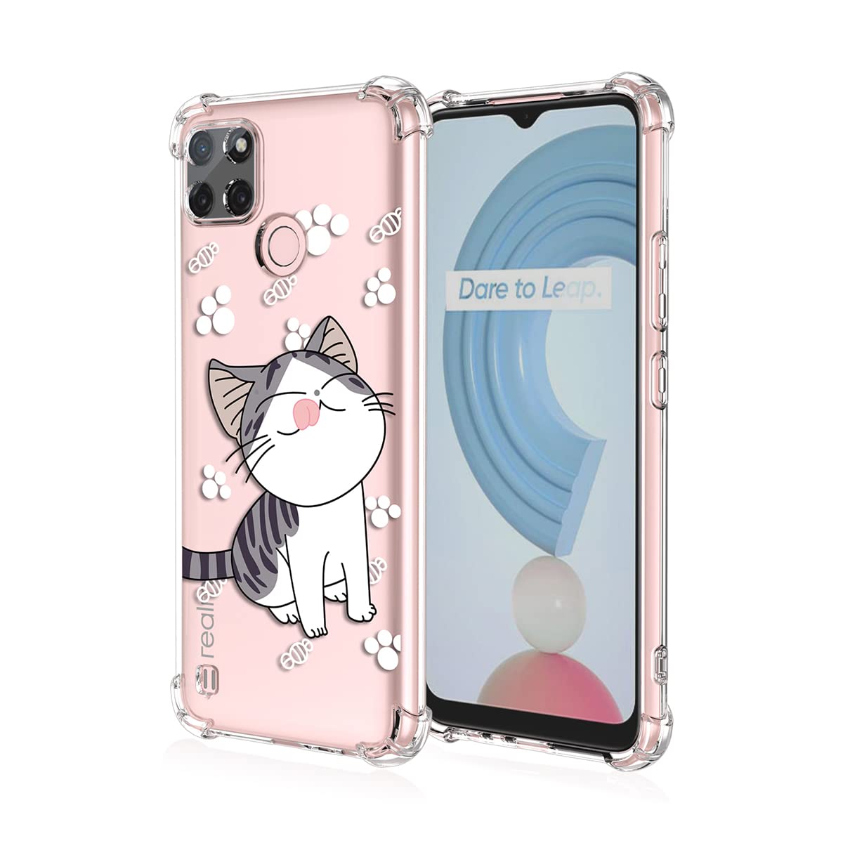 WBWONE Cover per Realme C21Y / Realme C25Y, Slim Modello di Gatto Carino Custodia, Bordo in TPU Bumper in Silicone Protettiva Case - Gatto nero