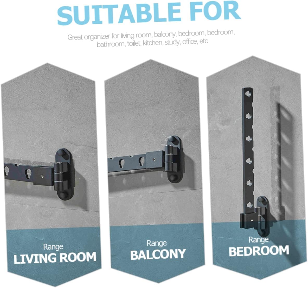 Wall Mounted Clothes Hanger Folding Drying Rack for Space Saving Laundry Room Bathroom Closet Easy to Install No Drilling Required