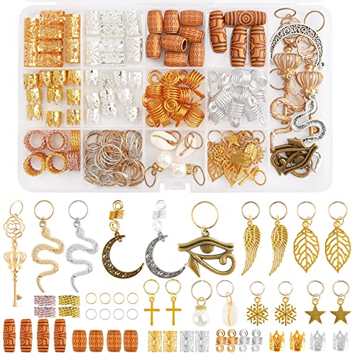 160Pcs Dreadlock Accessories Hair Jewelry for Women Braids Hair Cuffs Rings Hair Charms for Braids Hair Clips Decoration