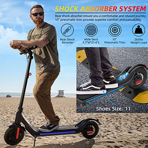 Wheelspeed Electric Scooter, 20-25 Miles & 15 Mph(Pro Ver. 35-40 Miles & 19 Mph) Commuting Electric Scooter, 350W Motor(Pro Ver. 400W) 10" Pneumatic Tires Foldable E-Scooter Adult With Rear Suspension #TOP3