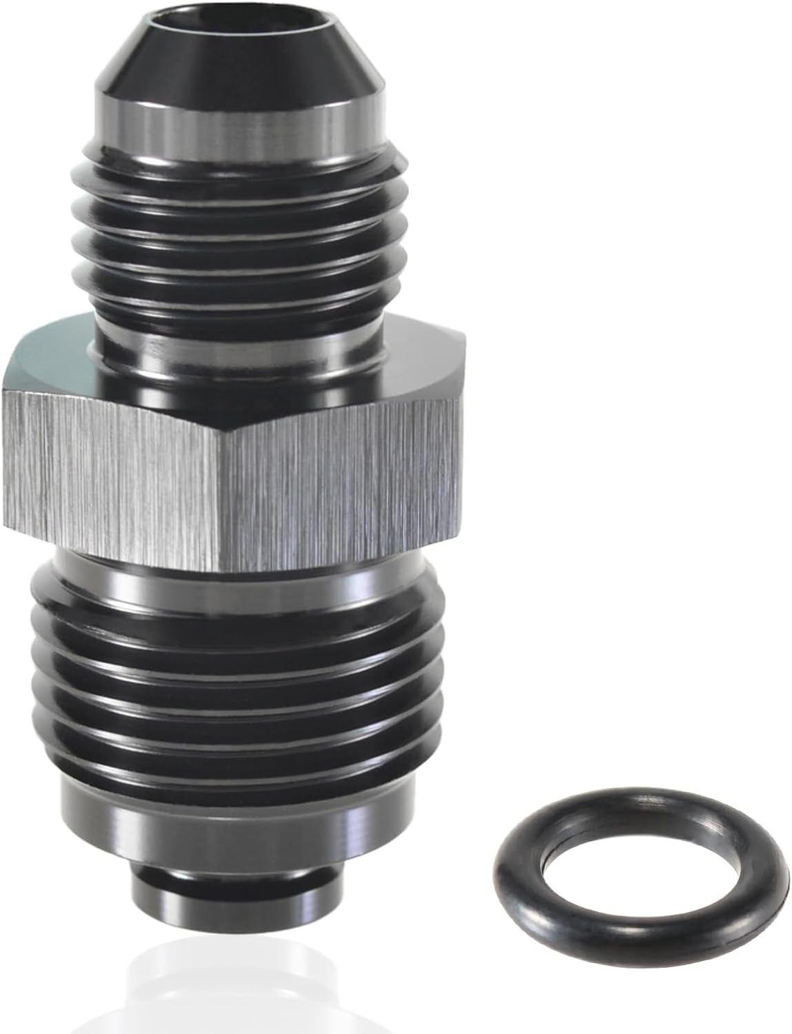 6AN Steering Bump Tube Adapter to M18 X 1.5 O-Ring-AN6 Male Flare Power Steering Adapter(Black Anodized)