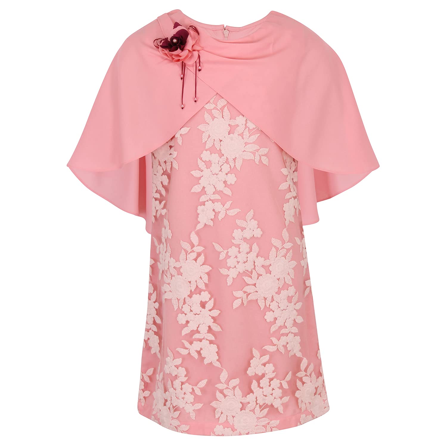 Cutecumber Girls Net & Georgette Embellished Pink Dress. CC4798D-PINK