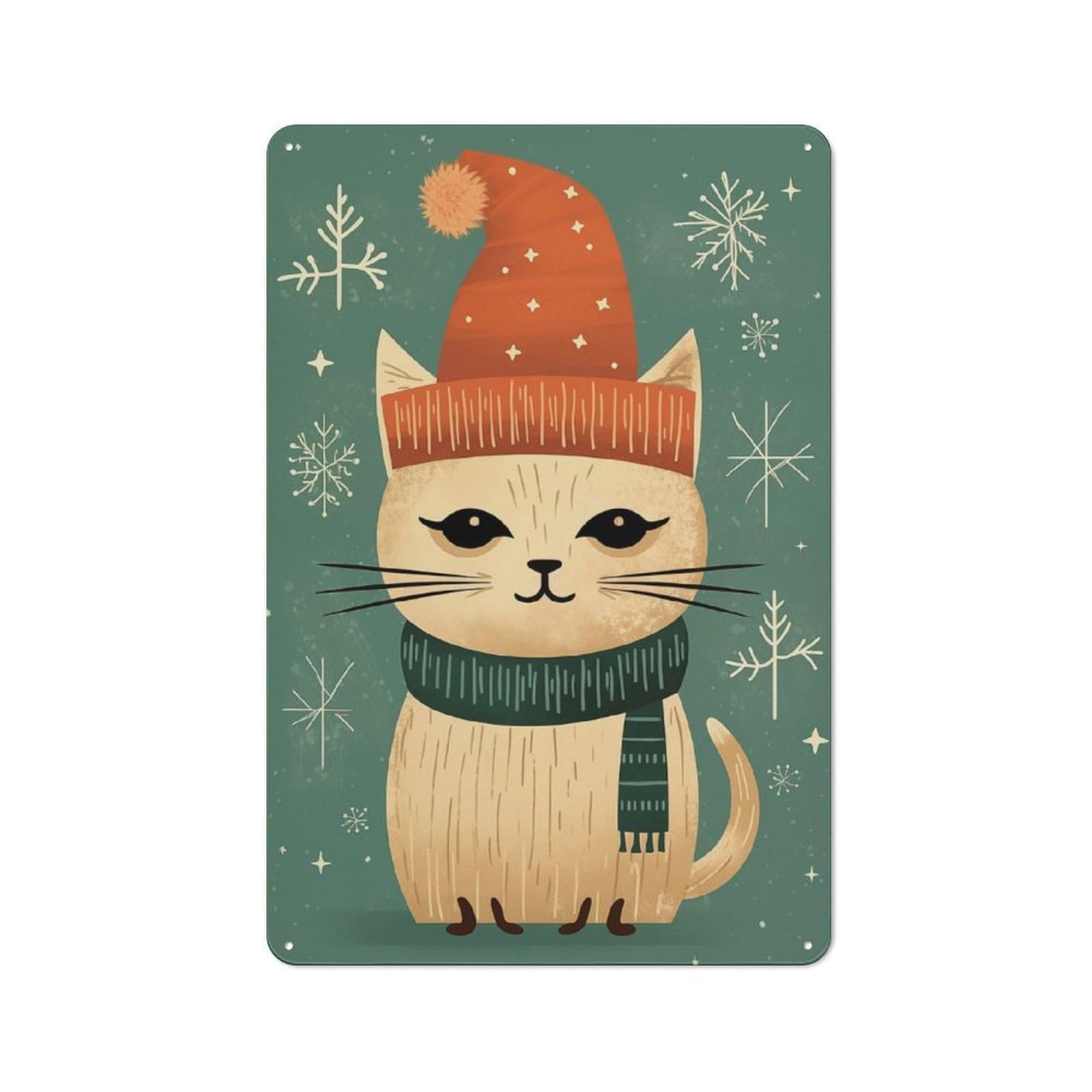 For Café Or Restaurant, Vintage Christmas Cat Vintage Metal Sign 30x20cm, for Vintage Wall Decor Fans, for Cafés, Pubs And Restaurants