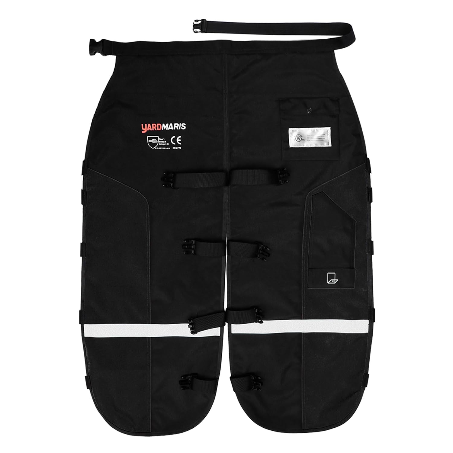 Pantalones anti-corte para motosierra con cinturón ajustable y bandas reflectantes 3M - Certificado UL (Negro)