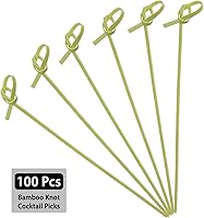 Vista 4 de BLUE TOP 30 tazas de papel blanco de 14 onzas con 100 púas de nudo de bambú de 4.7 pulgadas para aperitivos y frutas