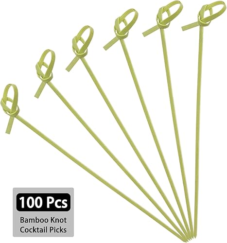 Miniatura 4 de BLUE TOP 30 tazas de papel blanco de 14 onzas con 100 púas de nudo de bambú de 4.7 pulgadas para aperitivos y frutas