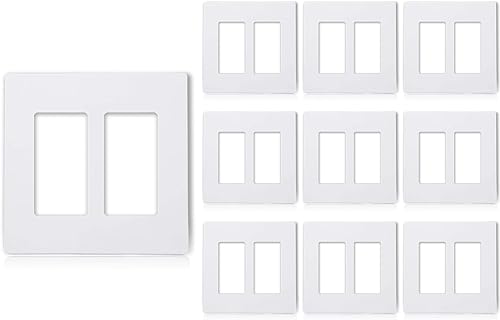 Miniatura 9 de Maxxima Paquete de 10 enchufes decorativos de 1 banda, placa de pared sin tornillos, blanco, tamaño estándar, perfecto para interruptores de luz de