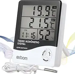 Termômetro Digital E Higrômetro Para Medição De Temperatura e Umidade Do Ar Máxima/Minima Com Relógio Digital Para Freezer Geladeira Aquario Chocadeira Empresarial Cabo Linha de Qualidade Premium