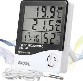 Termômetro Digital E Higrômetro Para Medição De Temperatura e Umidade Do Ar Máxima/Minima Com Relógio Digital Para Freezer Geladeira Aquario Chocadeira Empresarial Cabo Linha de Qualidade Premium