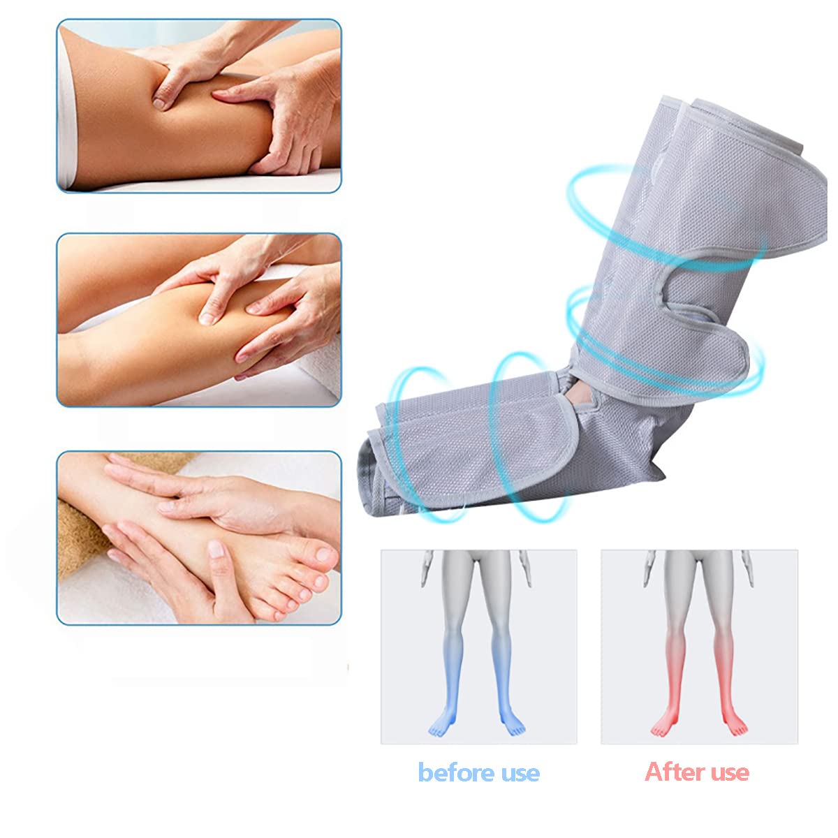 Massaggiatore per gambe e piedi a compressione d'aria, Massaggiatore per gambe per circolazione e rilassamento, Fasce per gambe di grandi dimensioni Uso domestico Aiuta a rilassare le gambe, Regali