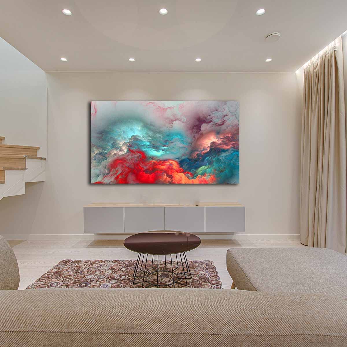 Amazon.co.jp: 大きいサイズ抽象的な色の雲のキャンバスの絵画の現代