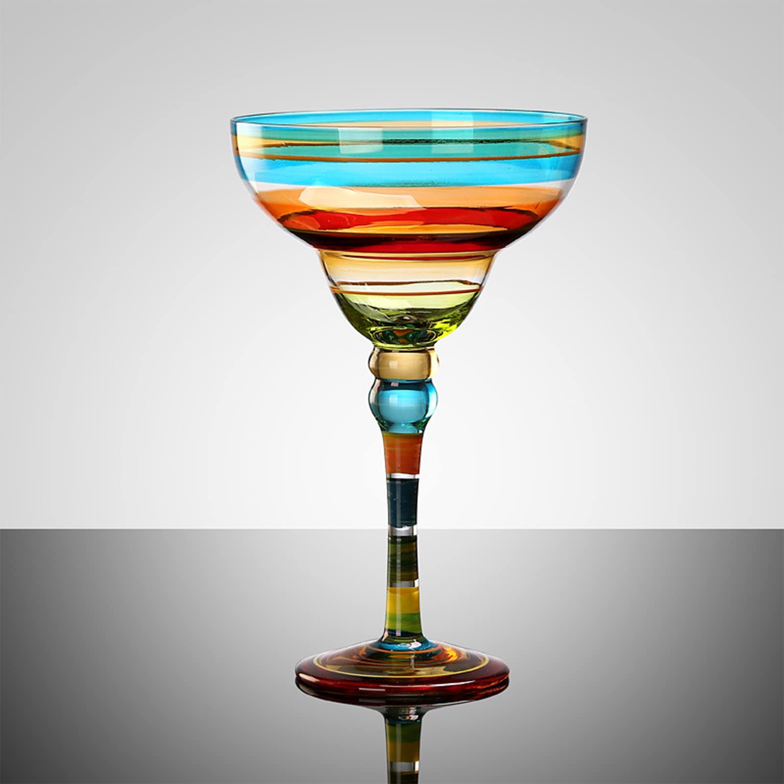 Vetro Margarita dipinto a mano 270ml bicchieri da cocktail per regalo di coppia, Margarita Party Color Stripe