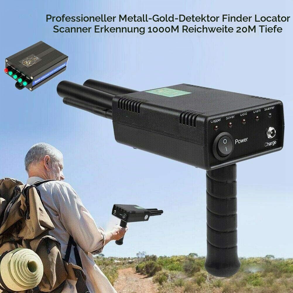Metalldetektor Metallsuchgerät AKS Handheld Schatzsucher Metallortungsgerät Dual Probe Metall Suchgerät Gold Metal Detector, Erkennungstiefe 20M/ Suchbereich 1000M