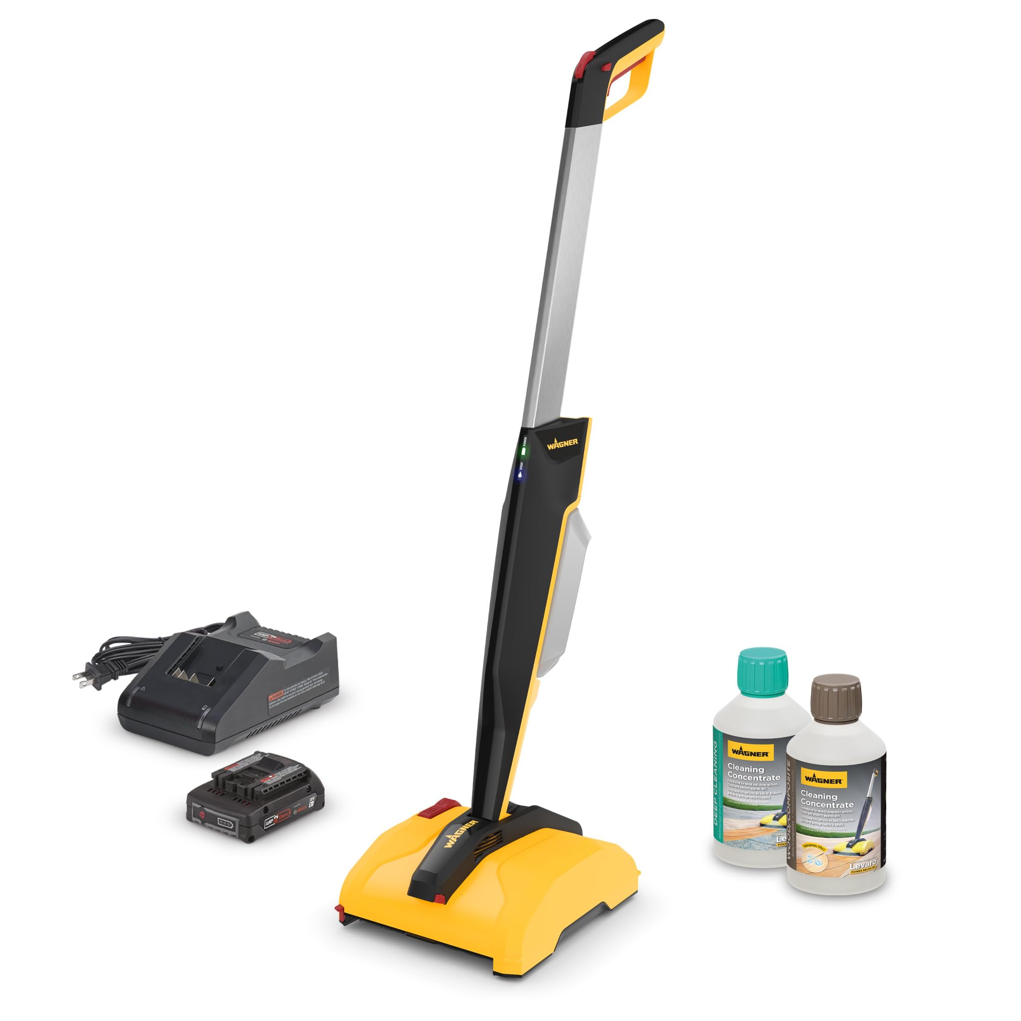 Wagner Spraytech (2469829) Levaro Powerbrush 18V Cordless Outdoor Patio and Deck Cleaner with included Deep Cleaning Solution & Wood/Composite Cleaning Solution great for outdoor spaces