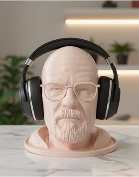 hivhestın Heisenberg Kulaklık Standı - 3D Baskı | 20 cm | PLA Malzeme | Beyaz & Ten Rengi Seçenekli Bej