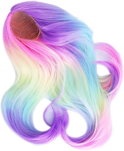 Miniatura 5 de Zerodis Pelucas de pelo de muñeca, peluca suave y flexible de alta simulación, peluca de muñeca de color degradado para muñecas de circunferencia de