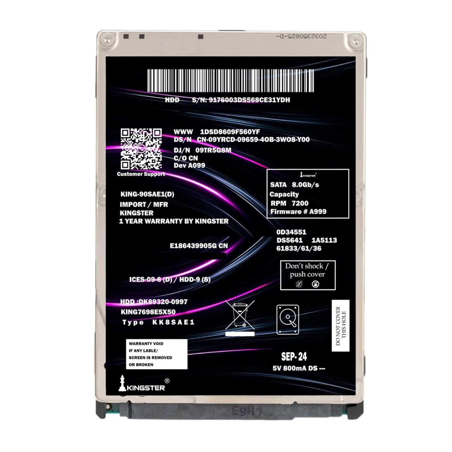 KINGSTER 1 TB Internal Hard Drive HDD 2.5 Inch SATA 6 Gb/s,5400 RPM,128MB Cache for Laptop,Computer