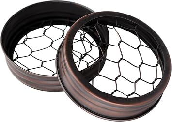 Oil Rubbed Bronze Flower Organizer Frog Lid for Mason Jars 3 Pack, Regular Mouth